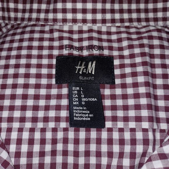 H&M Checkered Easy Iron Button Up Shirt Size L - Picture 6 of 7